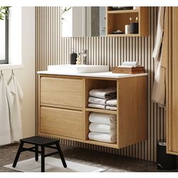 Набор тумбы с раковиной Ikea Angsjon/Backsjon 102x49x71 (Имитация Дуба/Имитация Белого Мрамора)