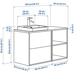 Набор тумбы с раковиной Ikea Angsjon/Backsjon 102x49x71 (Имитация Дуба/Имитация Белого Мрамора) Thumb
