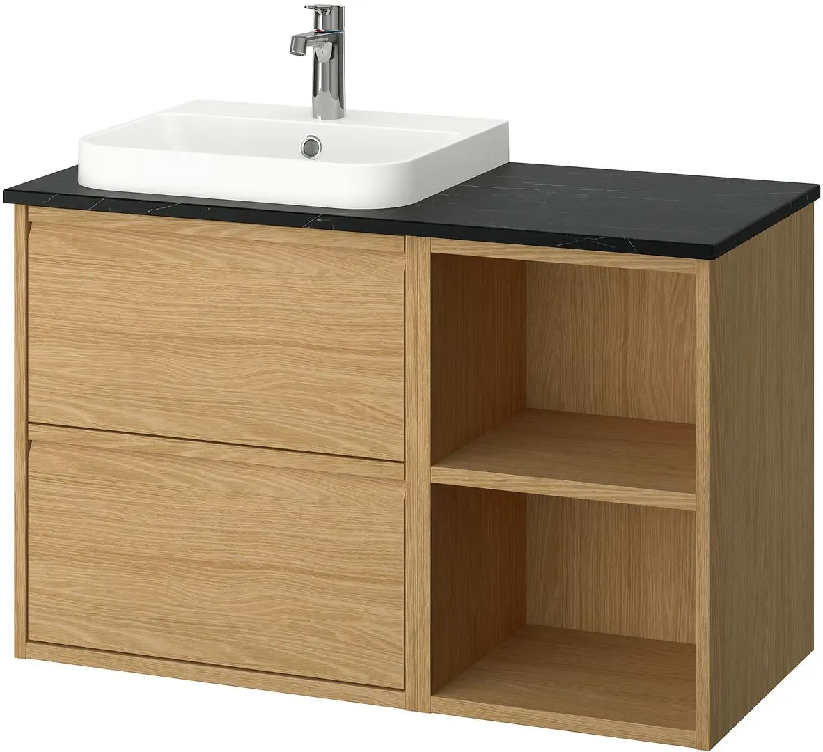 Набор тумбы с раковиной Ikea Angsjon/Backsjon 102x49x71 (Имитация Дуба/Имитация Черного Мрамора) - 2