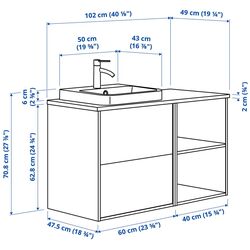 Набор тумбы с раковиной Ikea Angsjon/Backsjon 102x49x71 (Имитация Дуба/Имитация Черного Мрамора) Thumb