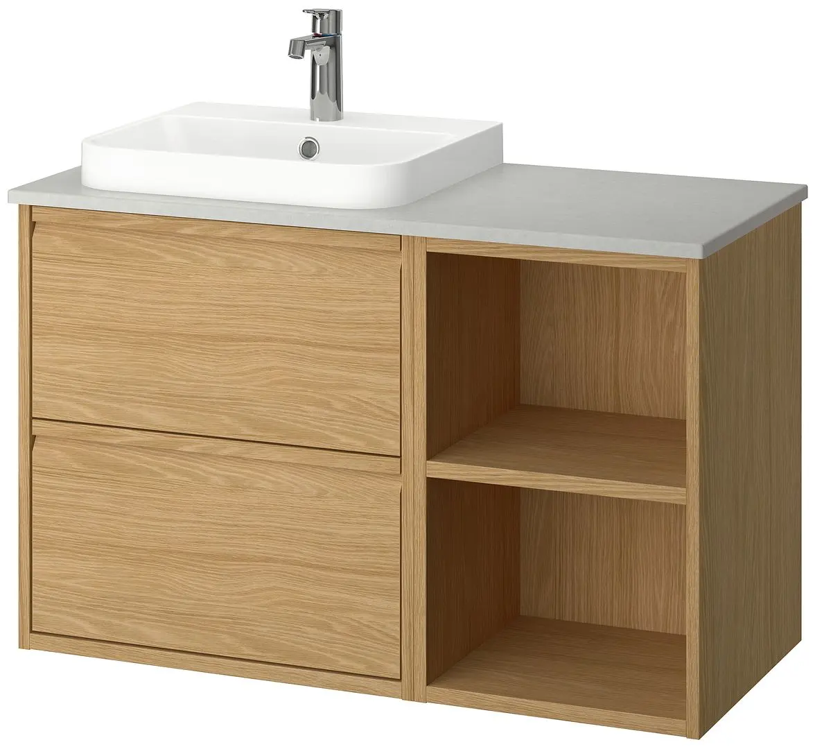 Set tumba cu lavoar Ikea Angsjon/Backsjon 102x49x71 (Aspect Stejar/Aspect Piatra) - 2