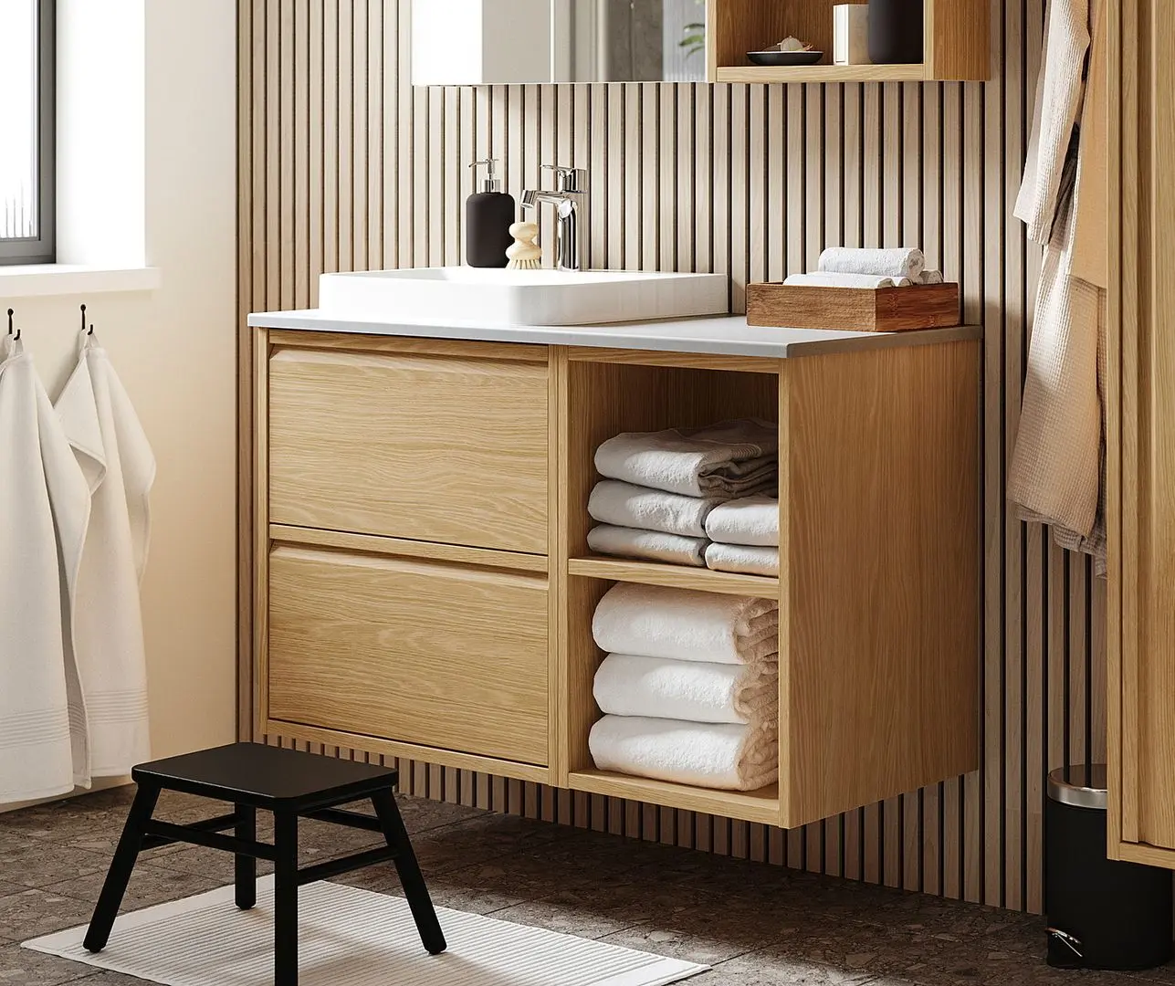 Set tumba cu lavoar Ikea Angsjon/Backsjon 102x49x71 (Aspect Stejar/Aspect Piatra)