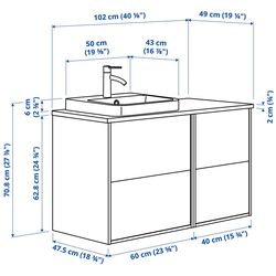 Set tumba cu lavoar Ikea Angsjon/Backsjon 102x49x71 (Aspect Stejar/Aspect Piatra Gri) Thumb