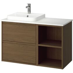 Набор тумбы с раковиной Ikea Angsjon/Backsjon 102x49x71 (Имитация Коричневого Дуба/Имитация Белого Мрамора) Thumb