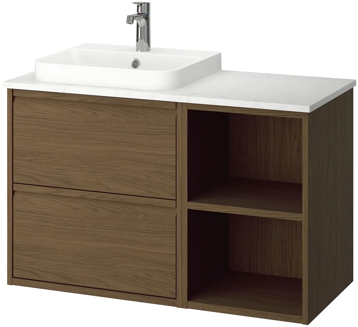 Набор тумбы с раковиной Ikea Angsjon/Backsjon 102x49x71 (Имитация Коричневого Дуба/Имитация Белого Мрамора) - 2