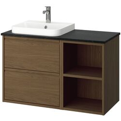 Набор тумбы с раковиной Ikea Angsjon/Backsjon 102x49x71 (Имитация Коричневого Дуба/Имитация Черного Мрамора) Thumb