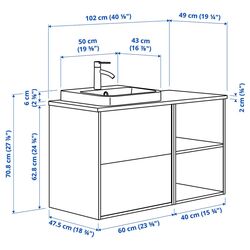 Набор тумбы с раковиной Ikea Angsjon/Backsjon 102x49x71 (Имитация Коричневого Дуба/Имитация Черного Мрамора) Thumb