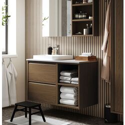 Set tumba cu lavoar Ikea Angsjon/Backsjon 102x49x71 (Aspect Stejar Maro/Aspect Piatra)