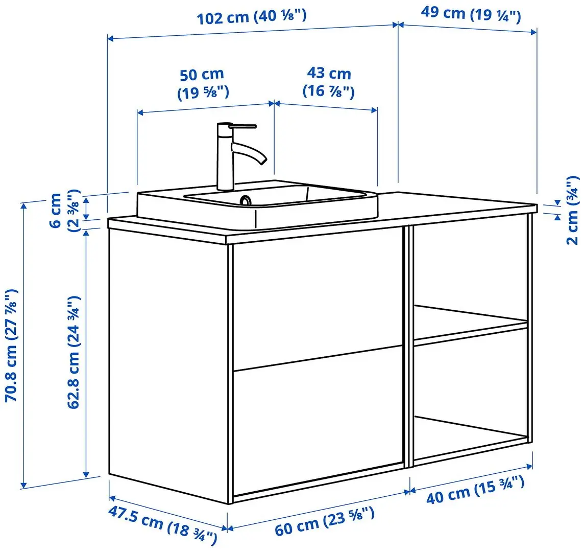 Set tumba cu lavoar Ikea Angsjon/Backsjon 102x49x71 (Aspect Stejar Maro/Aspect Piatra) - 10