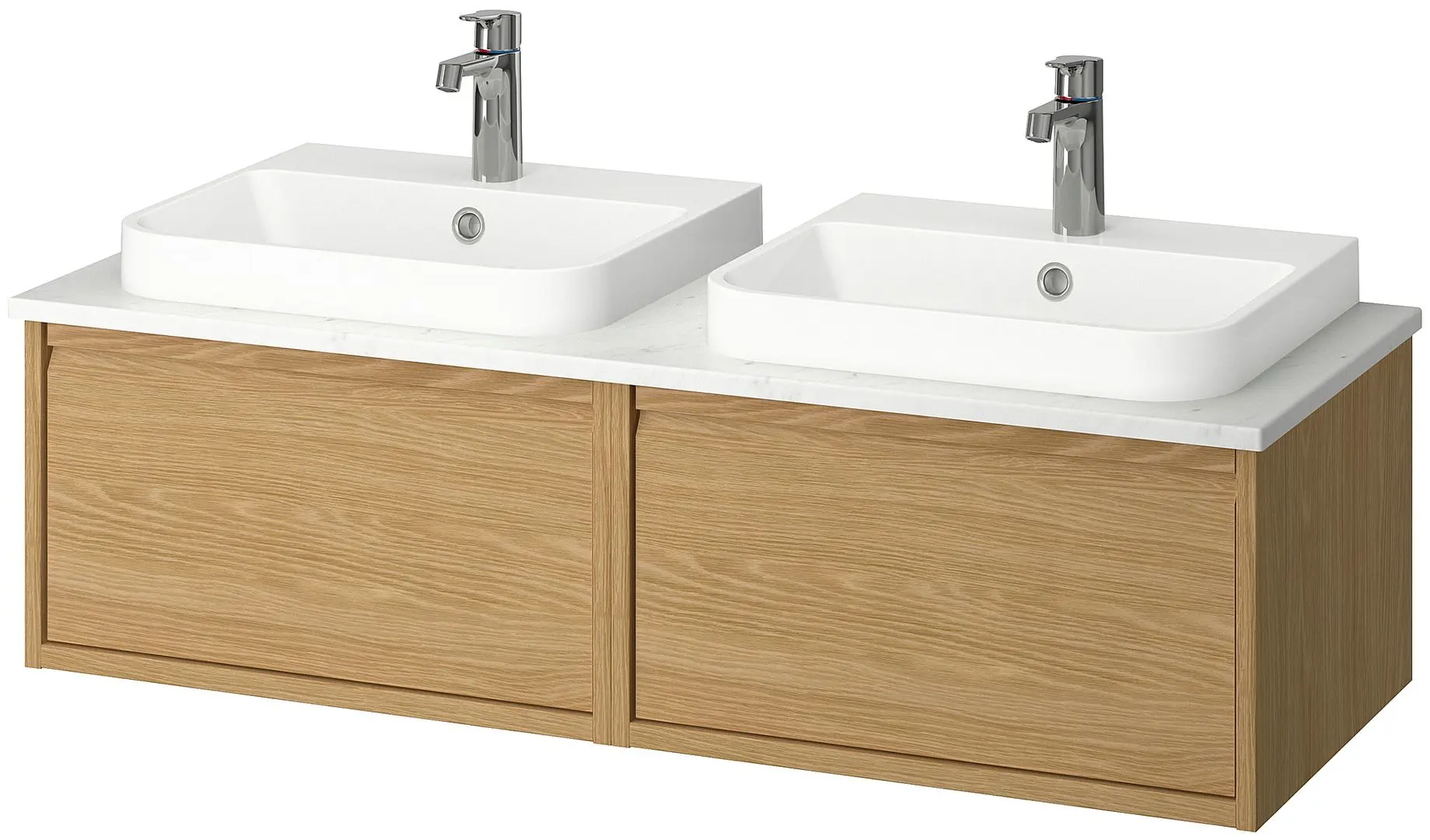 Набор тумбы с раковиной Ikea Angsjon/Backsjon 122x49x41 (Глянцевый Белый/Бамбук) - 2