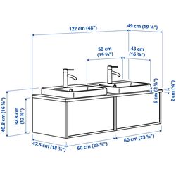 Набор тумбы с раковиной Ikea Angsjon/Backsjon 122x49x41 (Глянцевый Белый/Бамбук) Thumb