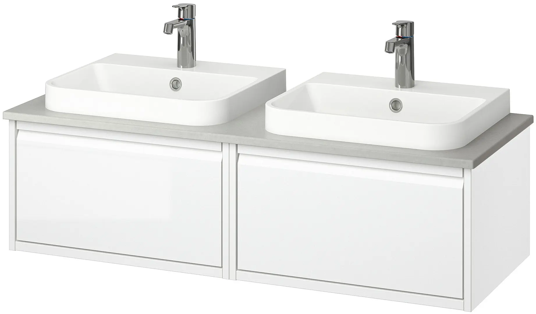 Set tumba cu lavoar Ikea Angsjon/Backsjon 122x49x41 (Alb Lucios/Aspect Piatra) - 2