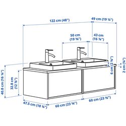 Set tumba cu lavoar Ikea Angsjon/Backsjon 122x49x41 (Alb Lucios/Aspect Piatra) Thumb