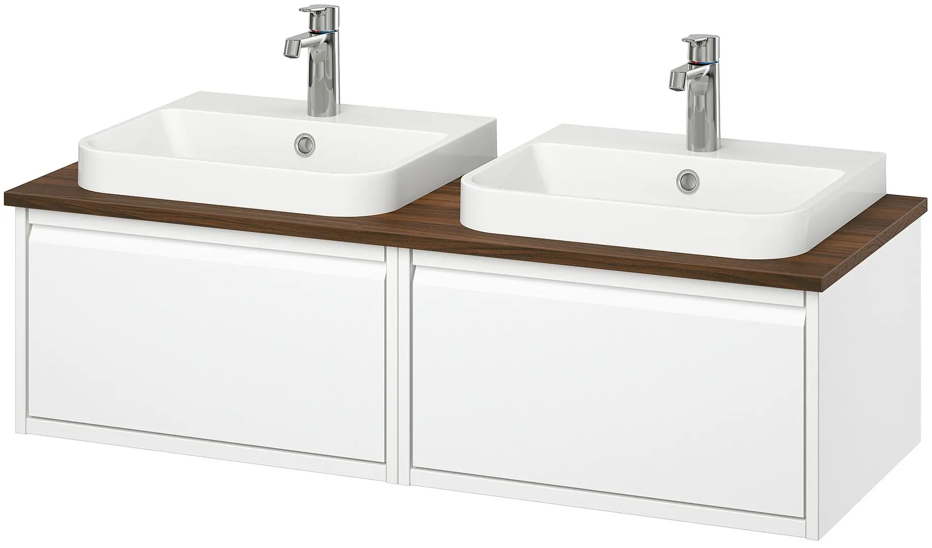 Набор тумбы с раковиной Ikea Angsjon/Backsjon 122x49x41 (Глянцевый Белый/Имитация Ореха) - 2