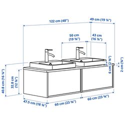 Набор тумбы с раковиной Ikea Angsjon/Backsjon 122x49x41 (Глянцевый Белый/Имитация Ореха) Thumb