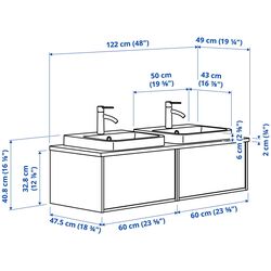 Набор тумбы с раковиной Ikea Angsjon/Backsjon 122x49x41 (Имитация Дуба/Имитация Белого Мрамора) Thumb