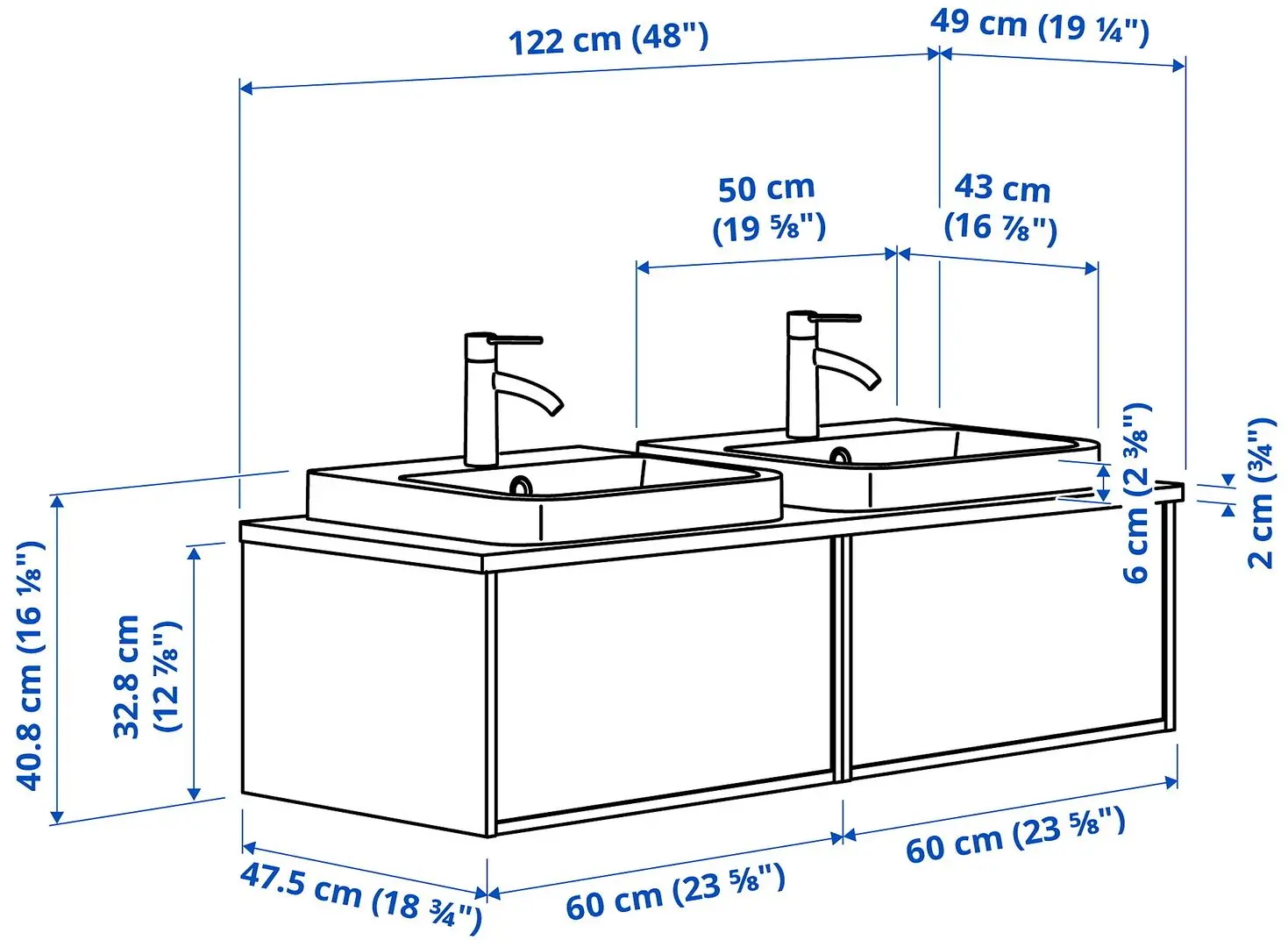 Set tumba cu lavoar Ikea Angsjon/Backsjon 122x49x41 (Aspect Stejar/Aspect Piatra) - 10