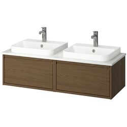 Набор тумбы с раковиной Ikea Angsjon/Backsjon 122x49x41 (Имитация Коричневого Дуба/Имитация Белого Мрамора) Thumb