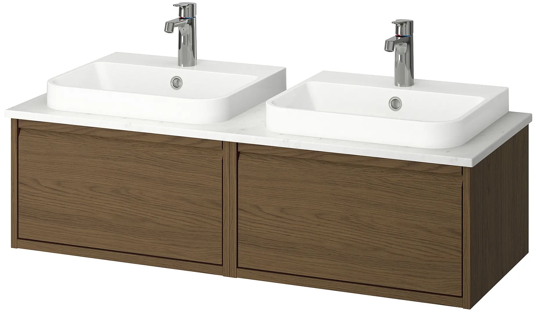 Набор тумбы с раковиной Ikea Angsjon/Backsjon 122x49x41 (Имитация Коричневого Дуба/Имитация Белого Мрамора) - 2