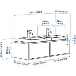 Набор тумбы с раковиной Ikea Angsjon/Backsjon 122x49x41 (Имитация Коричневого Дуба/Имитация Белого Мрамора) Thumb