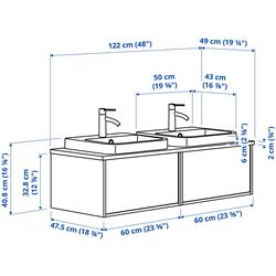Set tumba cu lavoar Ikea Angsjon/Backsjon 122x49x41 (Aspect Stejar Maro/Aspect Piatra) Thumb
