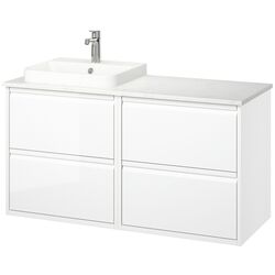 Набор тумбы с раковиной Ikea Angsjon/Backsjon 122x49x71 (Глянцевый Белый/Имитация Белого Мрамора) Thumb