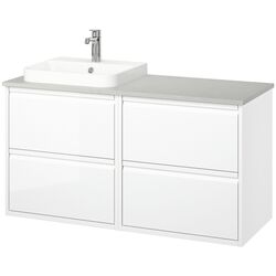 Set tumba cu lavoar Ikea Angsjon/Backsjon 122x49x71 (Alb Lucios/Aspect Piatra) Thumb