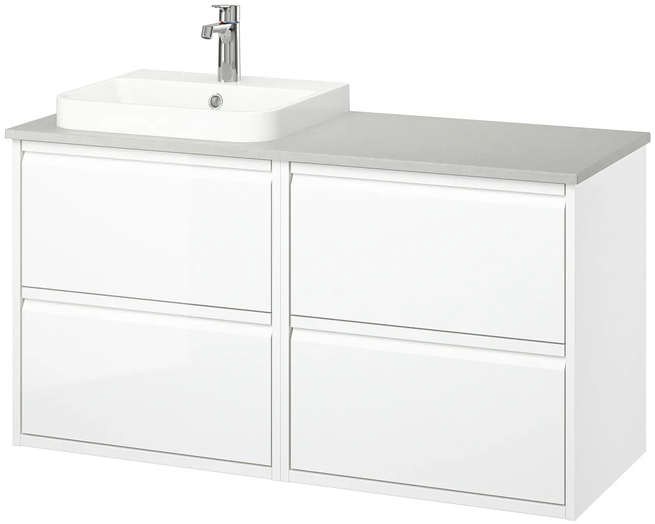 Set tumba cu lavoar Ikea Angsjon/Backsjon 122x49x71 (Alb Lucios/Aspect Piatra) - 2