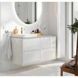 Set tumba cu lavoar Ikea Angsjon/Backsjon 122x49x71 (Alb Lucios/Aspect Piatra)