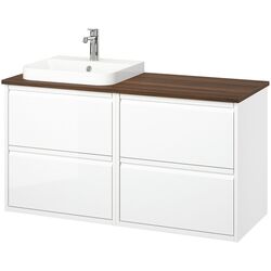Набор тумбы с раковиной Ikea Angsjon/Backsjon 122x49x71 (Глянцевый Белый/Имитация Ореха) Thumb