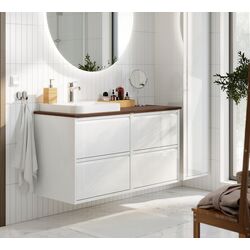 Набор тумбы с раковиной Ikea Angsjon/Backsjon 122x49x71 (Глянцевый Белый/Имитация Ореха)