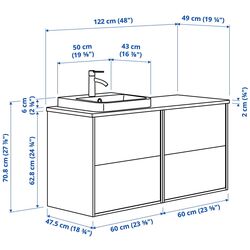 Набор тумбы с раковиной Ikea Angsjon/Backsjon 122x49x71 (Глянцевый Белый/Имитация Ореха) Thumb