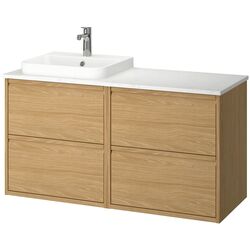 Набор тумбы с раковиной Ikea Angsjon/Backsjon 122x49x71 (Имитация Дуба/Имитация Белого Мрамора) Thumb