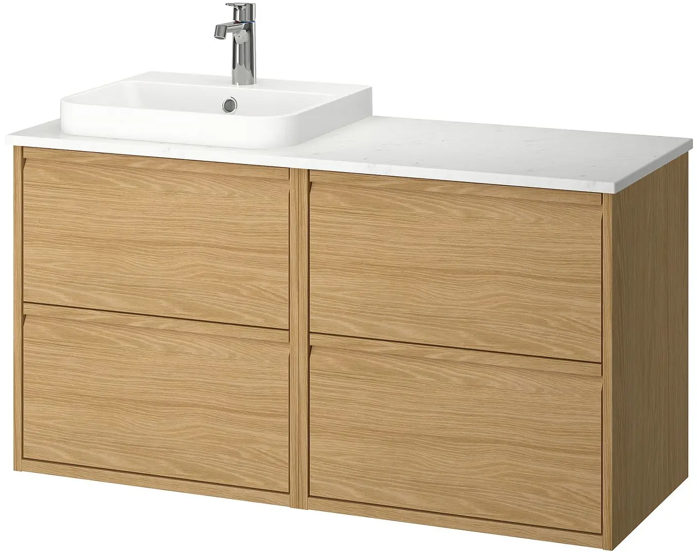 Набор тумбы с раковиной Ikea Angsjon/Backsjon 122x49x71 (Имитация Дуба/Имитация Белого Мрамора) - 2