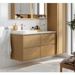 Набор тумбы с раковиной Ikea Angsjon/Backsjon 122x49x71 (Имитация Дуба/Имитация Белого Мрамора)