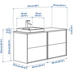 Набор тумбы с раковиной Ikea Angsjon/Backsjon 122x49x71 (Имитация Дуба/Имитация Белого Мрамора) Thumb