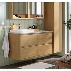 Set tumba cu lavoar Ikea Angsjon/Backsjon 122x49x71 (Aspect Stejar/Aspect Piatra Gri)