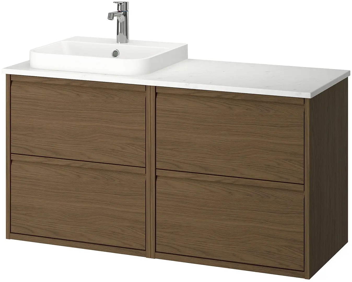 Набор тумбы с раковиной Ikea Angsjon/Backsjon 122x49x71 (Имитация Коричневого Дуба/Имитация Белого Мрамора) - 2