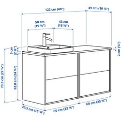 Набор тумбы с раковиной Ikea Angsjon/Backsjon 122x49x71 (Имитация Коричневого Дуба/Имитация Белого Мрамора) Thumb