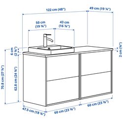 Set tumba cu lavoar Ikea Angsjon/Backsjon 122x49x71 (Aspect Stejar Maro/Aspect Piatra) Thumb