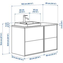 Набор тумбы с раковиной Ikea Angsjon/Backsjon 4 ящика 102x49x71 (Имитация Дуба/Имитация Белого Мрамора) Thumb