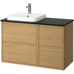 Набор тумбы с раковиной Ikea Angsjon/Backsjon 4 ящика 102x49x71 (Имитация Дуба/Имитация Черного Мрамора) Thumb