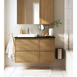 Набор тумбы с раковиной Ikea Angsjon/Backsjon 4 ящика 102x49x71 (Имитация Дуба/Имитация Черного Мрамора)