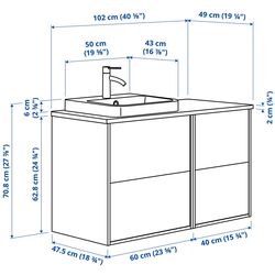 Набор тумбы с раковиной Ikea Angsjon/Backsjon 4 ящика 102x49x71 (Имитация Дуба/Имитация Черного Мрамора) Thumb