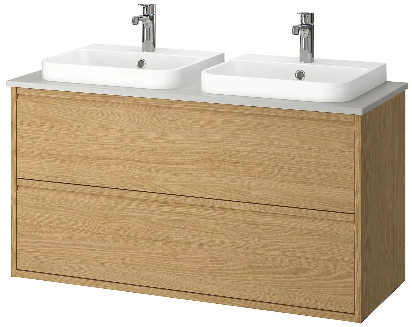 Набор тумбы с раковиной Ikea Angsjon/Backsjon/Brogrund с ящиками 122x49x71 (Под Дуб/Имитация Белого Мрамора) - 2