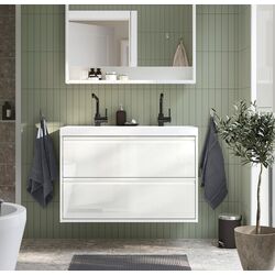 Набор тумбы с раковиной Ikea Angsjon/Backsjon/Lundskar с ящиками 100x48x69 (Блестящий Белый)