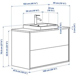 Набор тумбы с раковиной Ikea Angsjon/Backsjon с ящиками 102x49x71 (Глянцевый Белый/Бамбук) Thumb