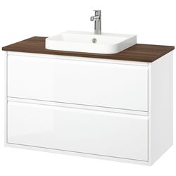 Набор тумбы с раковиной Ikea Angsjon/Backsjon с ящиками 102x49x71 (Глянцевый Белый/Имитация Ореха) Thumb