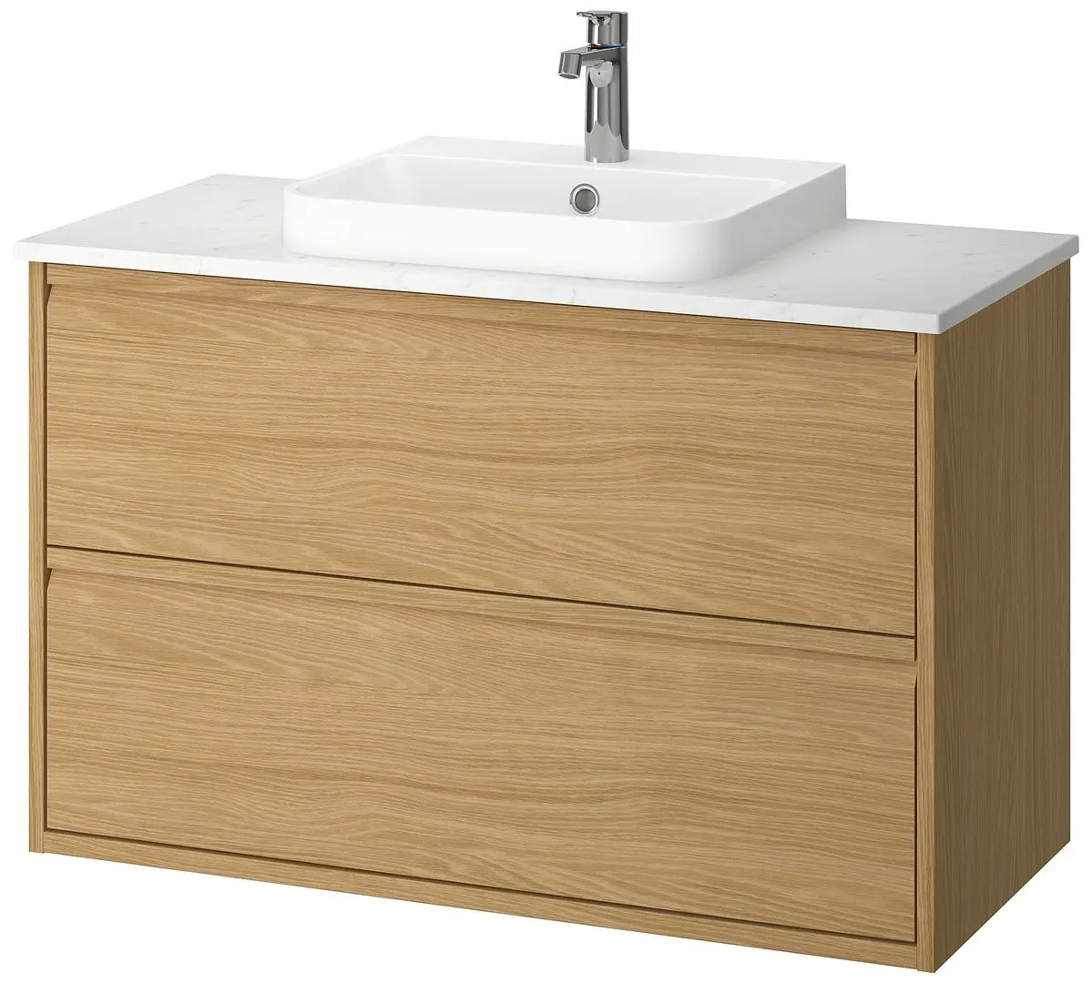 Набор тумбы с раковиной Ikea Angsjon/Backsjon с ящиками 102x49x71 (Имитация Дуба/Имитация Белого Мрамора) - 2