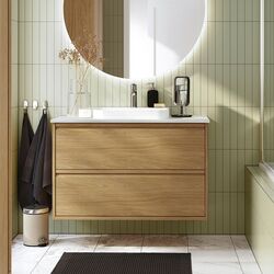 Набор тумбы с раковиной Ikea Angsjon/Backsjon с ящиками 102x49x71 (Имитация Дуба/Имитация Белого Мрамора)